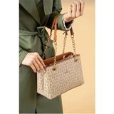 Just Polo Orijinal Kadın 3 Bölmeli Zincir Detaylı Ayarlanabilir Askılı Lüks El & Omuz Çantası Shoulder Bag - Tek Ebat - Kum - Taba