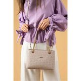 Just Polo Orijinal Kadın 3 Bölmeli Zincir Detaylı Ayarlanabilir Askılı Lüks El & Omuz Çantası Shoulder Bag - Tek Ebat - Taş Rengi