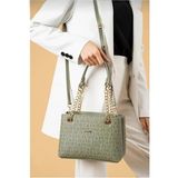 Just Polo Orijinal Kadın 3 Bölmeli Zincir Detaylı Ayarlanabilir Askılı Lüks El & Omuz Çantası Shoulder Bag - Tek Ebat - Yeşil