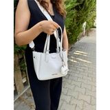 Just Polo Orijinal Kadın Beyaz 3 Bölmeli Lüks & Şık Günlük Kullanıma Uygun Yumuşak Deri El ve Omuz Çantası - Tek Ebat