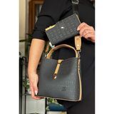 Just Polo Pamuk Dokuma Uzun Askılı 4 Bölmeli Kadın Çapraz Omuz ve El Çantası 22CM-20CM-9CM LB-4002 - 000-Siyah