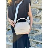 Just Polo Şık Tasarım Çapraz Askılı Günlük & Özel Günlere Uygun Lüks Fermuarlı Mini El ve Omuz Çantası 20 x 17 cm - Taş