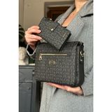 Just Polo Siyah Kombin Renk 5 Bölmeli Kadın Omuz Çantası 29CM 20 cm 10 cm 2068-LB - Beyaz - Kahve Eskitme