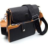 Just Polo Siyah Taba Baskı Desenli Kolon Askılı 4 Bölmeli Kadın Omuz Çantası ve Cüzdan Kombini 25X15CM MDS2184 - Tek Ebat - Siyah - Taba