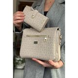 Just Polo Taş Kombin Renk 5 Bölmeli Kadın Omuz Çantası 29CM 20 cm 10 cm 2068-LB - Beyaz - Gümüş - Turuncu