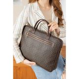 Just Polo Unisex Kahverengi Monogram Kumaş Laptop ve Evrak Çantası 2206 - Krem - Taba