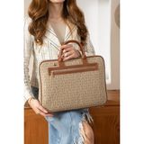 Just Polo Unisex Monogram Kumaş Laptop ve Evrak Çantası 2206 - Tek Ebat - Vizon - Taba