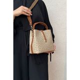 Just Polo Vizon Taba Baskı Desenli Su Geçirmez 3 Gözlü Kadın Omuz Çantası 22X20CM PBU4002 - Vizon - Taba