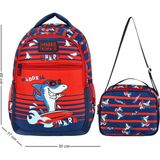 Just Polo Waddell Dinazor Deri Nakış Desenli Lisanslı Su Geçirmez Erkek Çocuk Ilkokul Sırt Çantası ve Beslenme Çantası - 008 - Black