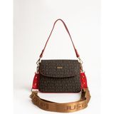 Just Polo Yeni Sezon Kolon Askılı 4 Bölmeli Kahverengi Kırmızı Kadın Omuz Çantası 25X15CM PBU2174 - Kahverengi - Kırmızı