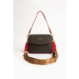 Just Polo Yeni Sezon Kolon Askılı 4 Bölmeli Kahverengi Kırmızı Kadın Omuz Çantası 25x15cm PBU2174