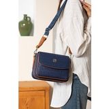 Just Polo Yeni Sezon Kolon Askılı 4 Bölmeli Lacivert Taba Kadın Omuz Çantası 21x16cm PBU2174