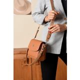 Just Polo Yeni Sezon Kolon Askılı 4 Bölmeli Taba Kadın Omuz Çantası 21x16cm PBU2174