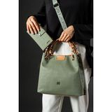 Just Polo Yeşil Örgü Detaylı 4 Bölmeli Kadın El & Omuz Çantası ve Cüzdan Kombini 30X27CM PBU4031-1001 - Yeşil - Yeşil