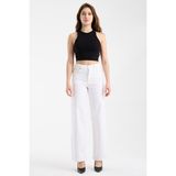 JUST UNIQUE DENIM J.U.D Elena 200 Yüksel Bel Beyaz Geniş Paça Pantolon Kadın - Straight - 36