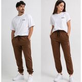 JUST WEAR ZT Unisex Premium Jogger Eşofman Altı Ayarlanabilir Paça Lastik Detaylı Flato Cepli - Kahverengi - XL