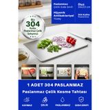 justArt 1 Adet 304 Paslanmaz Çelik Büyük Boy Mutfak Kesme Tahtası Et Sebze Doğrama Tahtası