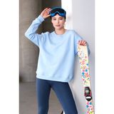 JUSTEVER Bisiklet Yaka Basic Kalıp Kadın Sweatshirt Eşofman Üstü - Aura, Mavi, XS