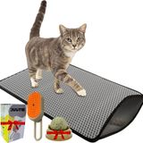 Justie Pet, Kedi Mat Kumu, Kedi Kumu Matı, Çöp Büyük Kedi Paspasları, Çöp Kutusu İçin Kedi Matı (360 Krem Buhar Fırçası ve Kedi Nanesi, Gri 30X24)