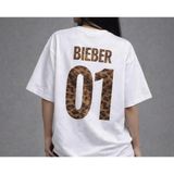 Justin Bieber Baskılı Unisex Oversize T-Shirt - Beyaz