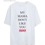 Justın Bıeber "my Mama Doesn't Lıke You" Yazılı Baskılı Beyaz Pamuklu Unısex Tişört - XL