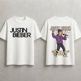 Justin Bieber Stay Baskılı Unisex %100 Pamuklu Oversize T-Shirt - Beyaz
