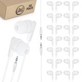 JustJamz 30'lu Paket | Toplu Temel Kulaklıklar, İnci Beyazı Kulak İçi Kulaklıklar, Tek Kullanımlık Kulaklıklar, Uygun Fiyatlı Kulaklıklar, Okullar, Çocuklar, Sınıflar ve Kütüphaneler için 3.5 MM Ses Jakı