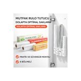 justone Dolap İçi Mutfak Rulosu Düzenleyici | Streç Film Folyo | Yapışkanlı & Vidalı