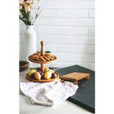 Justwood 2 Li 2 Katlı Kek Stantı ve Risus Top Ayaklı 17X25 cm Ahşap Dikdörtgen Pasta Servis Tabağı