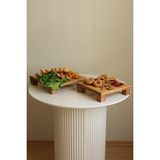 Justwood 2 Li Tityos Küp Ayaklı 25X25 cm ve 30X30 cm Ahşap Kare Pasta Sunum Servis Tabağı - Kahverengi