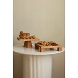 Justwood 2 Li Tityos Küp Ayaklı 25X25 cm ve Piramit 25X25 cm Ahşap Kare Pasta Sunum Servis Tabağı Seti - Kahverengi
