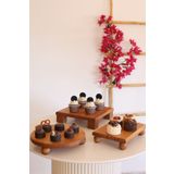 justwood 3 Lü 25 Cm Risus, 17x25 Cm Risus, 25x25 Cm Tityos Ahşap Kahvaltılık Sunum Servis Tabağı Seti
