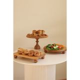 Justwood 3'lü 29/17 cm Mummy, 29 cm Risus ve 17X30 cm Risus Ahşap Ayaklı Pasta Kurabiye Sunum Servis Tabağı