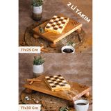 Justwood Justwood 2 Li Risus Top Ayaklı 17x25 Ve 17x30 Cm Ahşap Dikdörtgen Pasta Sunum Servis Tabağı Seti