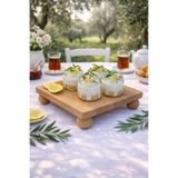 Justwood Kayın Ağacı Risus Top Ayaklı 25X25 cm Ayaklı Kare Sunumluk | Pasta, Kek ve Kahvaltı Servis Tabağı