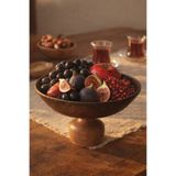 Justwood Ligna Melamin Ahşap Rölyefli 21 cm Nar Ayaklı Salata Tabağı, Servis Tabağı, Çukur Tabak