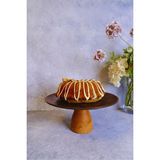 Justwood Ligna Melamin Ahşap Rölyefli 28 cm Lucca Ayaklı Pasta Tabağı, Servis Tabağı, Sunumluk