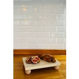 Justwood Mdf Tabaklı Kayın Top Ayaklı Risus Yuvarlak Pasta Sunum Servis Tabağı - 17x25 Cm
