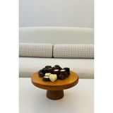 Justwood Mini 20 cm Ahşap Ayaklı Yuvarlak Şekerlik Çikolatalık Sunum Servis Tabağı - Kahverengi
