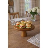 justwood Mini 20 Cm Ahşap Konik Ayaklı Yuvarlak Pasta Kurabiye Sunum Servis Tabağı