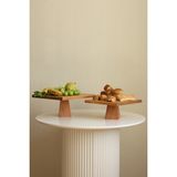 Justwood Piramit 25 X 25 / 10 Cm Ve 30 X 30 / 12 Cm Ayaklı Kare Yuvarlak Pasta Sunum Servis Tabağı - Kahverengi