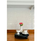 justwood Risus Siyah Top Ayaklı 25 Cm Ahşap Yuvarlak Pasta Sunum Servis Tabağı