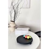 Justwood Risus Siyah Top Ayaklı 29 cm Ahşap Yuvarlak Pasta Sunum Servis Tabağı - Koyu Siyah