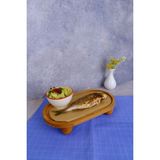 Justwood Risus Top Ayaklı Içi Oymalı Oval 17X30 cm Ahşap Dikdörtgen Pasta Sunum Servis Tabağı - 17 x 30 cm