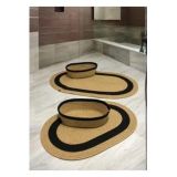 JÜT BANYO İÇİN ŞERİT DESEN MODERİN TASARIM PASPAS TAKIMI KLOZET ÖNÜ PASPASI BANYO KAPISI PASPASI HAVLU SEPETİ OVAL DÜENLEYİCİLİ 4'LÜ TAKIM (HASIR-SİYAH, 45 X 75 CM, 60 X 105 CM)