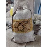 Jüt Ceviz Çuvalı, Jüt Fındık Çuvalı, Kestane Çuvalı, Fileli Pencereli, 16 Cm-22 Cm, 05 kg Ürün Taşır, 10 Adet - Sarı