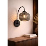 Jüt Duvar Aplik, Hasır Küre Duvar Lambası, Metal Gövdeli Modern Rustik Duvar Aydınlatma, E27 Duy Uyumlu Salon Yatak Odası Aplik – HMY Design (Yesil)