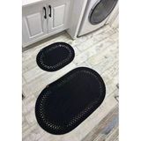 Jüt Hasır 2Li Banyo Seti Paspas Takımı-Siyah Trikotlu