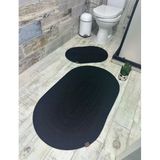Jüt Hasır 2Li Banyo Seti Paspas Takımı-Siyah