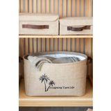 Jüt Kapaklı Dolap İçi Organizer Takı, Makyaj, Banyo, Ofis Düzenleyici Saklama Kutusu 30x23x13 Cm